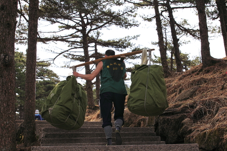 labor worker on the mountainのeditorial素材