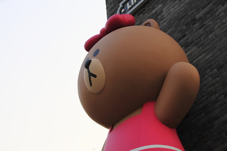 Cartoon bear statue at parkのeditorial素材