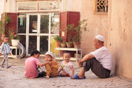 people in Kashgar Ancient Cityのeditorial素材