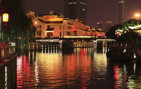 HUancheng River night viewのeditorial素材