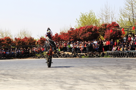 Motorcycle stunt thrilling showのeditorial素材