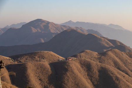 Mountain landscape in the early morning, Qinghai, China.の写真素材