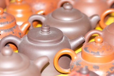 some Purple Clay Teapots in shopの写真素材