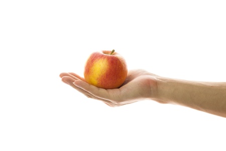 an apple in handの写真素材