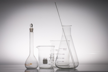 some glass laboratory apparatusの写真素材