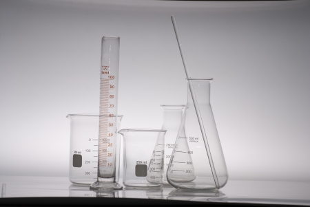 some glass laboratory apparatusの写真素材