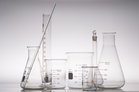 some glass laboratory apparatusの写真素材