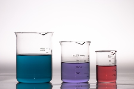 Bunsen beaker with color waterの写真素材