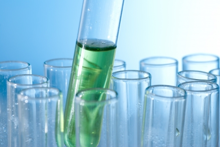 A test tube with color waterの写真素材