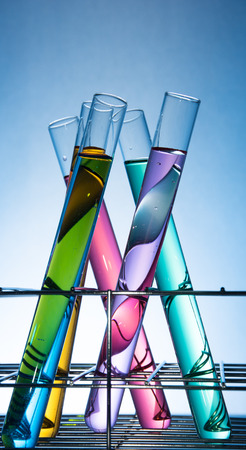 some cuvette on bule backgroundの写真素材