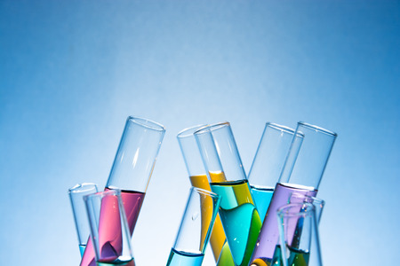 some cuvette on bule backgroundの写真素材