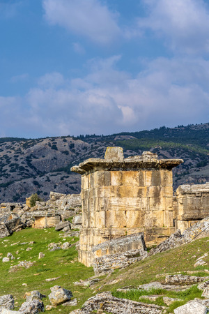 Ruins of the ancient city of Hierapolis, Pamukkale, Turkeyの写真素材