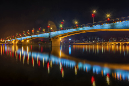 Night view of Huizhou Bridge, Guangdong, China