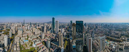 Aerial photography of city scenery and landmark buildings in Nanjing, Jiangsu, China
