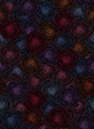 Vintage floral seamless pattern with hand drawn roses. Floral pattern for wedding invitations, greeting cards, wallpapers, print, gift wrap, manufacturingの写真素材