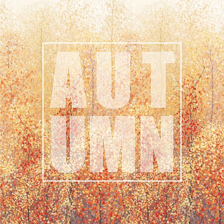 Digital painting landscape - autumn forest, fallen leaves, colorful  abstract drawingの写真素材