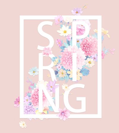 Spring concept with chrysanthemum flowers on backgroundの写真素材
