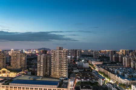 City building under evening skyのeditorial素材