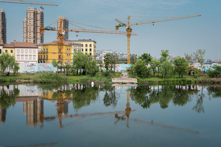 Waterside city buildingsのeditorial素材
