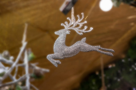 Jumping deer pendant for Christmas decorations.の写真素材