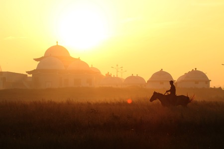 Inner Mongolia Tongliao Pearl River China, conduct  At magic Horqin grassland hinterland, inlaid on a colorful bluestones, this is the Pearl River on the grassland tourist area  Zhu RI River Grassland, flowers everywhere, the charming scenery, spring and の写真素材