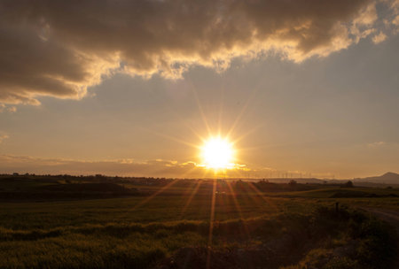Sunset and clouds landscapeの写真素材