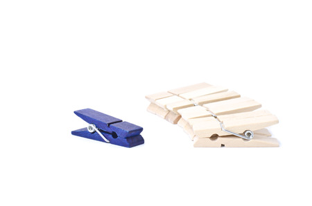 image concept of leadership focus on blue clothes clip in front the lineの写真素材