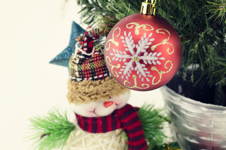 closeup image of santa claus with christmas decorationの写真素材