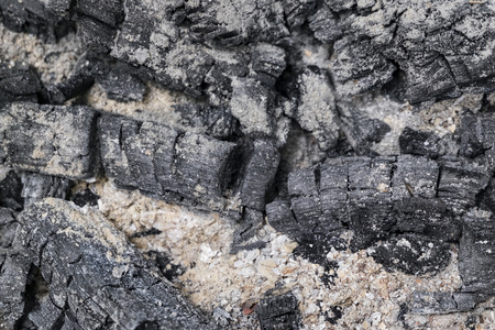 ashes and charcoal ideal for background and texture. selective focus shot