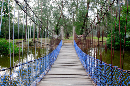 wooden bridge at the parkの写真素材