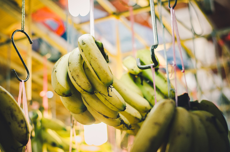 Fresh bananas on market stall.selective focus shotの写真素材
