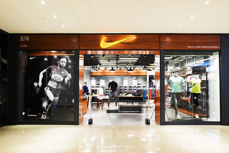KUALA LUMPUR, MALAYSIA - APRIL 9, 2017: NIKE  outlets in Malaysia offers wide range of sports equipment and apparel.のeditorial素材