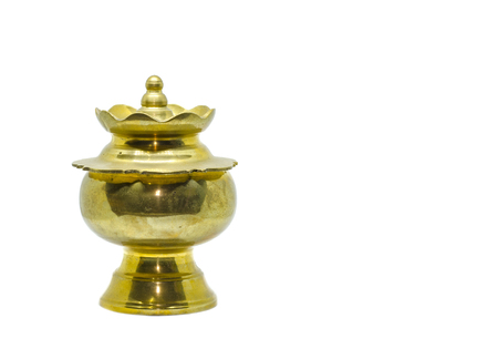 Antique brass pot for malay ethnic in malaysia to put potpourri during wedding and engagementの写真素材