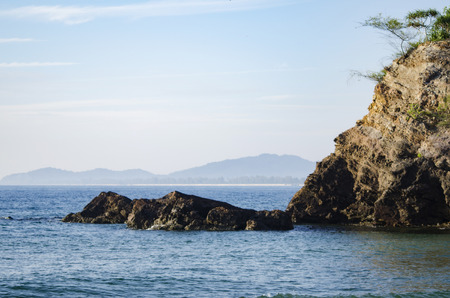 Vacation and peace concept.Beautiful tropical beach, soft wave hitting sandy beach under brighter sunny dayの写真素材