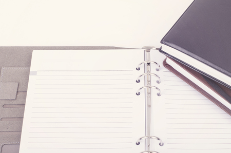 open diary on white backgroundの写真素材