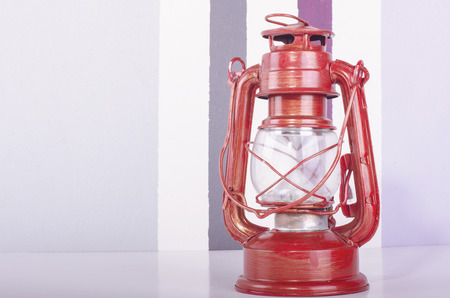 Vintage lantern on white background, negative space for textの写真素材