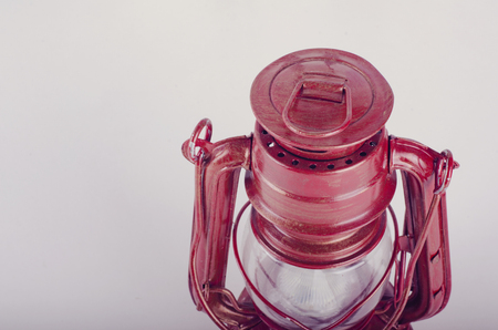Vintage lantern on white background, negative space for textの写真素材
