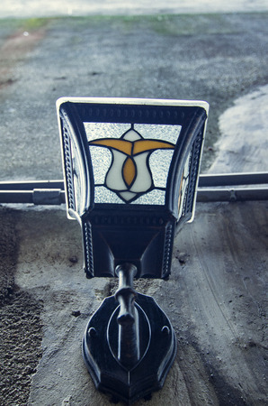 classic lamp on a wall backgroundの写真素材