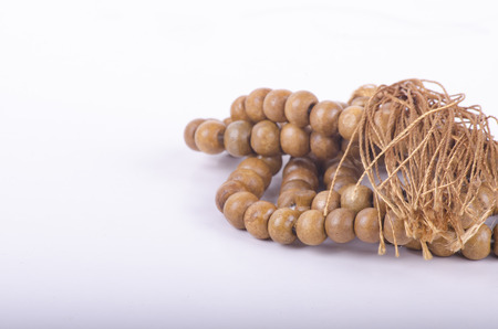 Muslim rosary prayer beads on white backgroundの写真素材