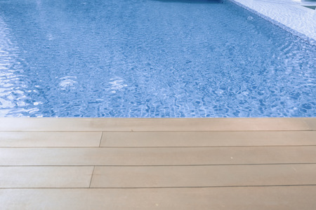 wooden platform near the pool ideal for travel and vacation concept
