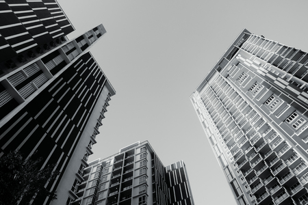 black and white image of modern apartmentの写真素材