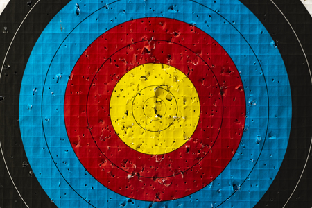 image background,archery target with arrow holesの写真素材