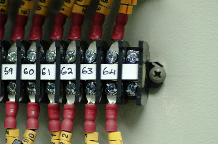 close-up image of wire connector terminal in the electrical boxの写真素材