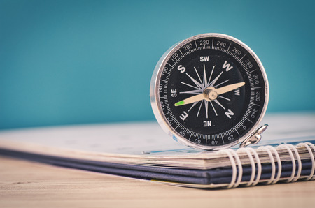 compass on planner calendar travel and vacation concept, copy space for textの写真素材