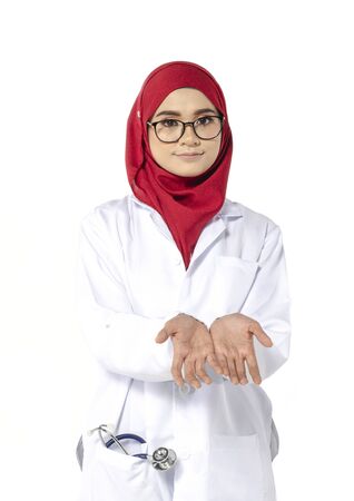 Medical and healthcare concept, confident young doctor standing with smile face.の写真素材