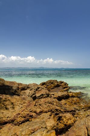 beauty in nature, Kapas Island located in Terengganu, Malaysia under bright sunny day and cloudy skyの写真素材