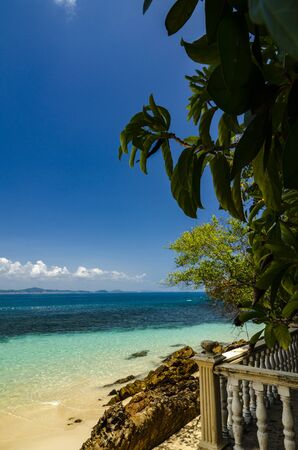 beauty in nature, Kapas Island located in Terengganu, Malaysia under bright sunny day and cloudy skyの写真素材