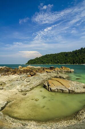 beauty in nature, Pangkor Island located in Perak State, Malaysia under bright sunny day and cloudy skyの写真素材