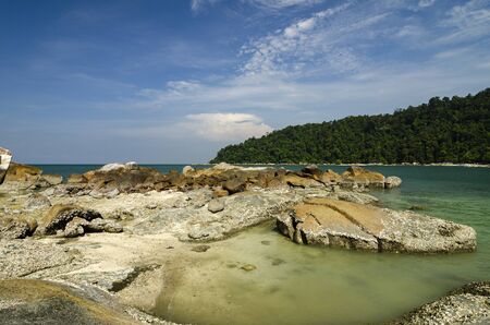beauty in nature, Pangkor Island located in Perak State, Malaysia under bright sunny day and cloudy skyの写真素材