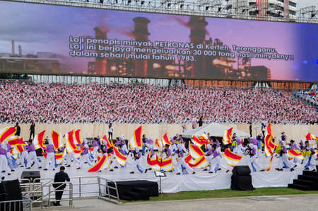 KUALA LUMPUR, MALAYSIA - 29 August 2017 :Crowd during the full rehearsal for Malaysian Independence Day celebration.のeditorial素材